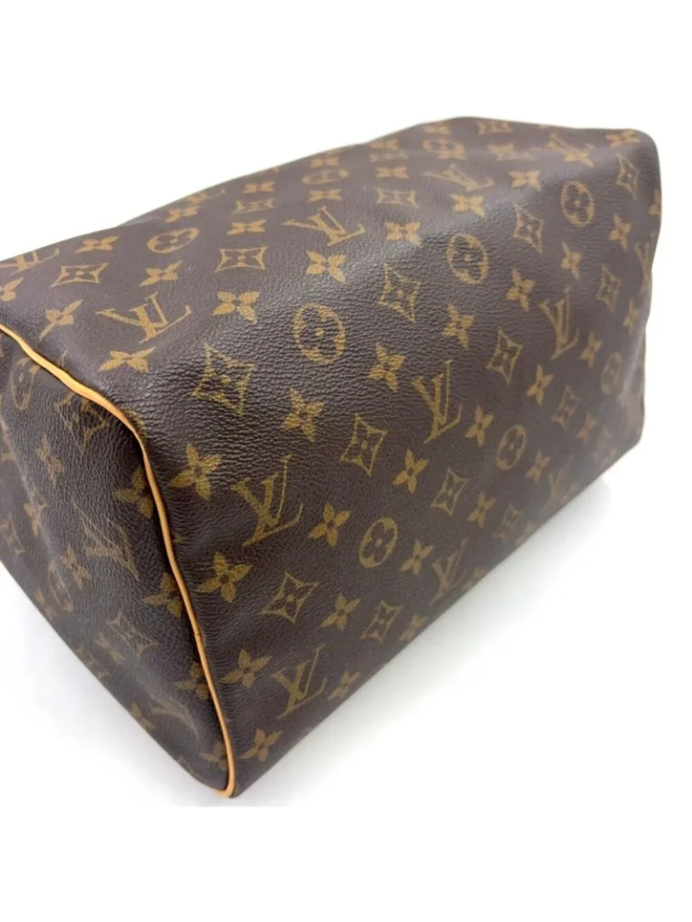 Louis Vuitton Speedy 30 Monogram Leather Brown Handbag Gold